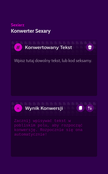 Nowy Konwerter Sexary na urządzeniu mobilnym